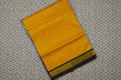 Picture of  Yellow and Royal Blue Pure Kanchi Silk Cotton Saree