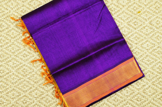 Picture of  Purple and Mustard Yellow Pure Kanchi Silk Cotton Saree