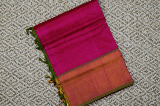 Picture of  Pink and Green Pure Kanchi Silk Cotton Saree