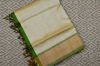 Picture of  Ivory White and Green Pure Kanchi Silk Cotton Saree