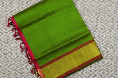 Picture of  Olive Green and Red Pure Kanchi Silk Cotton Saree