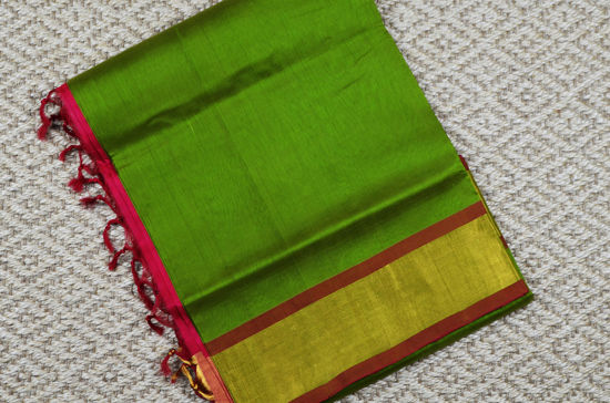 Picture of  Olive Green and Red Pure Kanchi Silk Cotton Saree