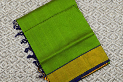 Picture of  Olive Green and Violet Pure Kanchi Silk Cotton Saree