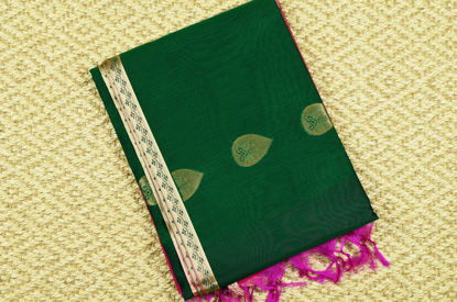 Picture of Bottle Green and Pink Mercerised Kanchi Silk Cotton Saree