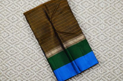 Picture of "Gold, Blue and Green Double Border Gadwal Soft Silk Saree"