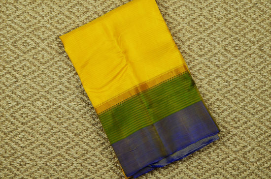 Picture of "Yellow, Blue and Green Double Border Gadwal Soft Silk Saree"