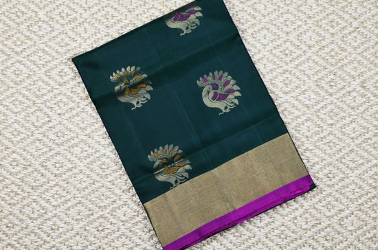 Picture of Bottle Green and Pink Pure Coimbatore Soft Silk Saree