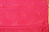 Picture of Red Handblock Print Mulberry Silk Saree with Small Zari Border.
