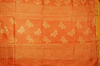 Picture of Orange Handblock Print Mulberry Silk Saree with Small Zari Border.