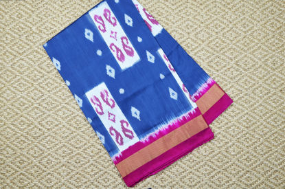 Picture of Grey and Pink Pochampally Double Ikkat  Silk Saree