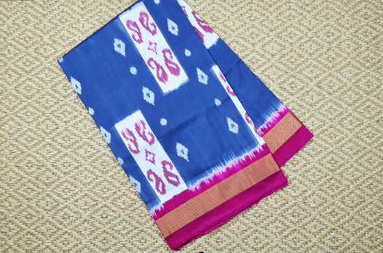 Picture of Grey and Pink Pochampally Double Ikkat  Silk Saree