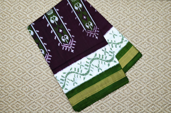 Picture of Wine and Bottle Green Pochampally Double Ikkat  Silk Saree