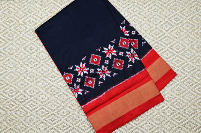 Picture of Black and Red Pochampally Double Ikkat  Silk Saree