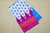 Picture of Silver with  Blue and Pink Pochampally Single Ikkat  Silk Saree
