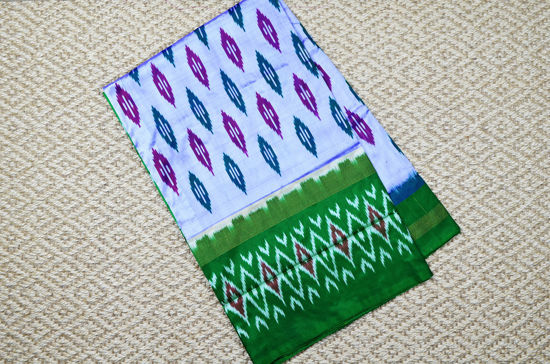Picture of Lavender and Green Pochampally Single Ikkat  Silk Saree
