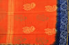 Picture of Orange and Navy Blue Handblock Print Chanderi Silk Saree with Small Zari Border