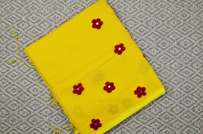 Picture of Yellow and Red Embroidied Noyal Handloom Silk Cotton Saree