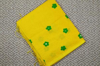 Picture of Yellow and Green Embroidied Noyal Handloom Silk Cotton Saree