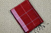 Picture of Brick Red Silver Checks Handloom Silk Cotton Saree