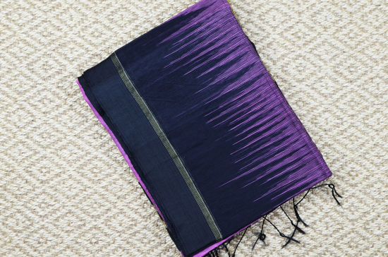 Picture of Pink and Black Handloom silk Cotton saree with pochampalli design