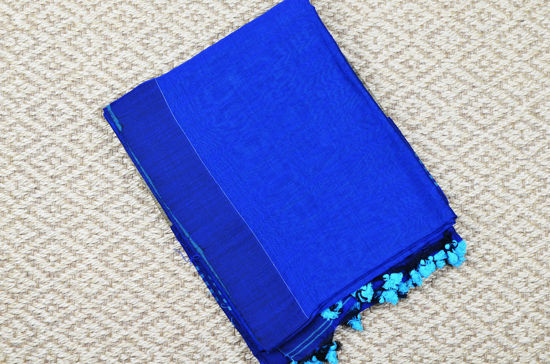 Picture of Royal Blue and Peacock Blue Half and Half Handloom silk Cotton saree