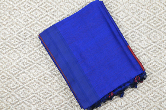 Picture of Royal Blue and Red Half and Half Handloom silk Cotton saree