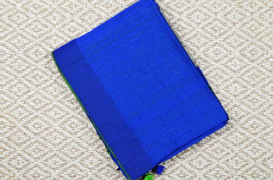 Picture of Royal Blue and Green Half and Half Handloom silk Cotton saree