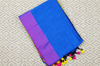 Picture of Peacock Blue and Magenta Plain Style Handloom silk Cotton saree
