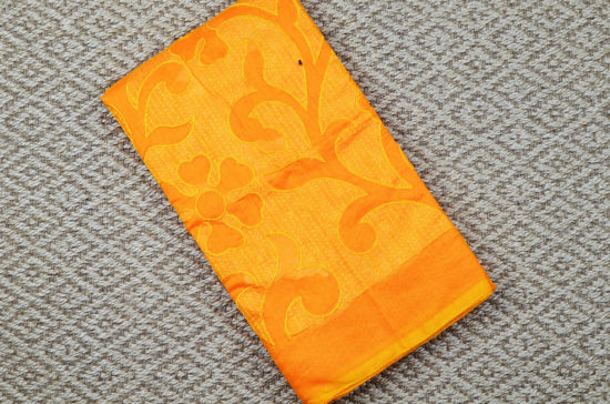 Picture of Yellow Self Embroidery Soft Handloom Silk Cotton Saree