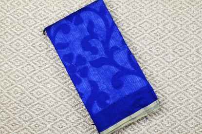 Picture of Royal Blue Self Embroidery Soft Handloom Silk Cotton Saree