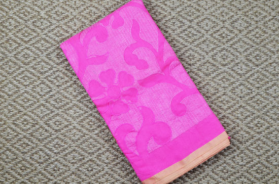 Picture of Baby Pink Self Embroidery Soft Handloom Silk Cotton Saree