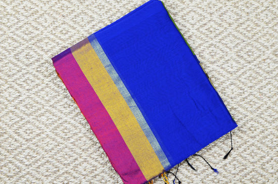 Picture of Royal Blue and Green Handloom Silk Saree