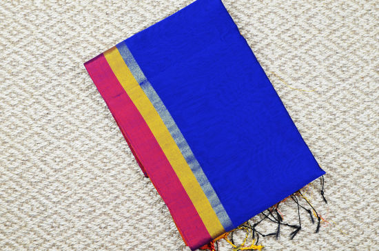 Picture of Royal Blue and Mustard Yellow Handloom Silk Saree