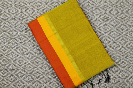 Picture of Yellow and Red Handloom Silk Saree