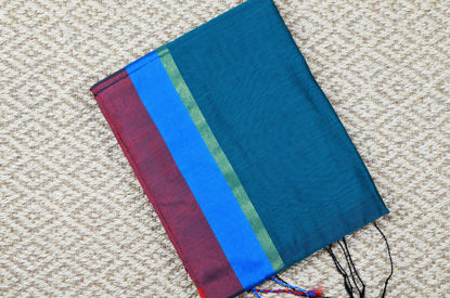 Picture of Peacock Green Red Handloom Silk Saree