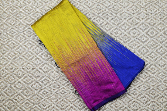 Picture of Olive Green, Magenta and Royal Blue Handloom Silk Saree with Pochampally Design