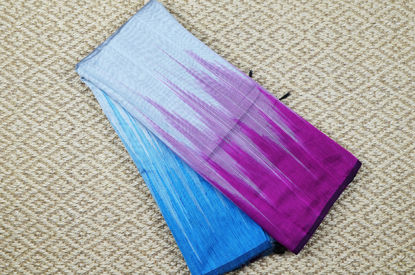 Picture of "Sweet Grey, Sky Blue and Magenta Handloom Silk Saree with Pochampally Design"