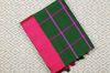 Picture of Bottle Green and Magenta Checks Handloom Silk Saree with Satin Border