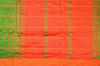 Picture of Parrot Green and Orange Checks Handloom Silk Saree with Satin Border