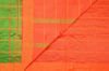Picture of Parrot Green and Orange Checks Handloom Silk Saree with Satin Border
