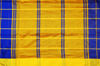 Picture of Royal Blue and Yellow Checks Handloom Silk Saree with Satin Border