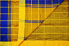 Picture of Royal Blue and Yellow Checks Handloom Silk Saree with Satin Border
