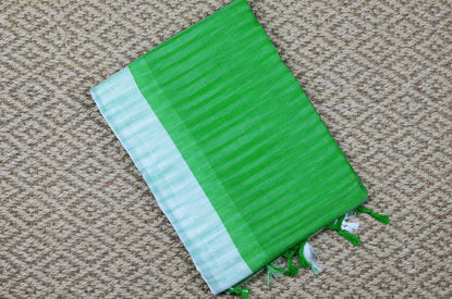 Picture of Green and White Jhorna Soft Handloom Cotton Saree