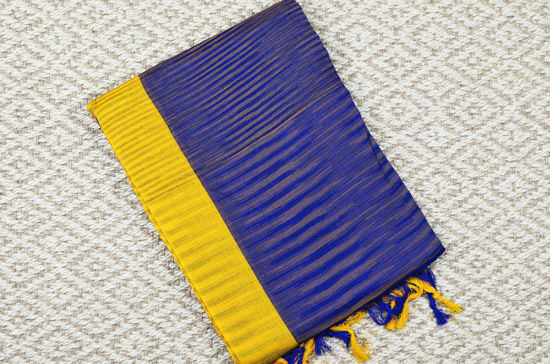 Picture of Royal Blue and Yellow Jhorna Soft Handloom Cotton Saree
