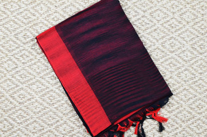 Picture of Black and Red Jhorna Soft Handloom Cotton Saree