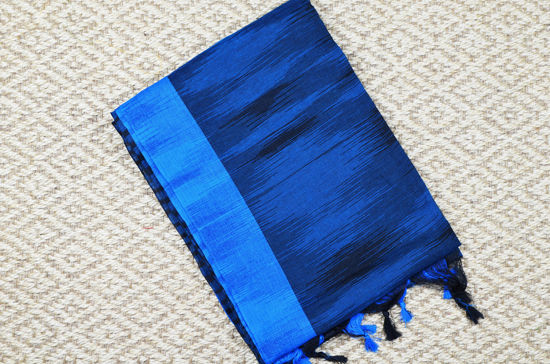 Picture of Black and Blue Jhorna Soft Handloom Cotton Saree