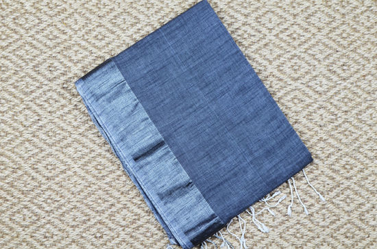 Picture of Grey with Silver Border Pure Linen Cotton saree