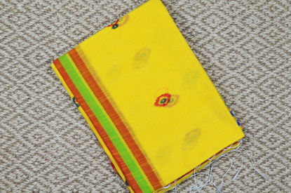 Picture of Yellow Printed Cotton saree