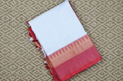 Picture of  White and Red Pure Cotton saree