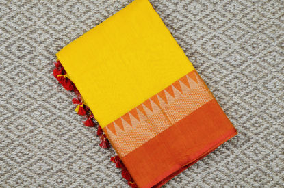 Picture of  Yellow and Orange Pure Cotton saree